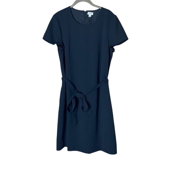 J. Crew Black Short Sleeve Belted Sheath Suiting Dress Women Size 12 Business - Picture 3 of 7